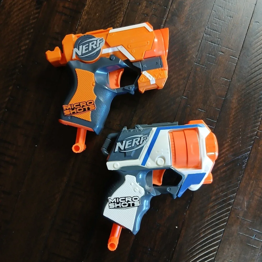 Nerf MicroShots Blaster Lot of 2 Strongarm Firestrike with 25 Darts Bundle